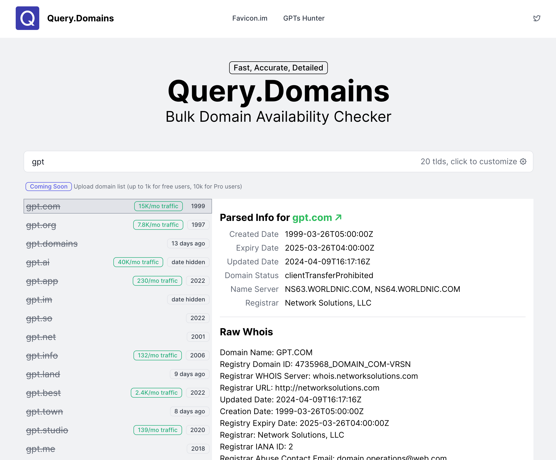 Query.Domains based on Whois