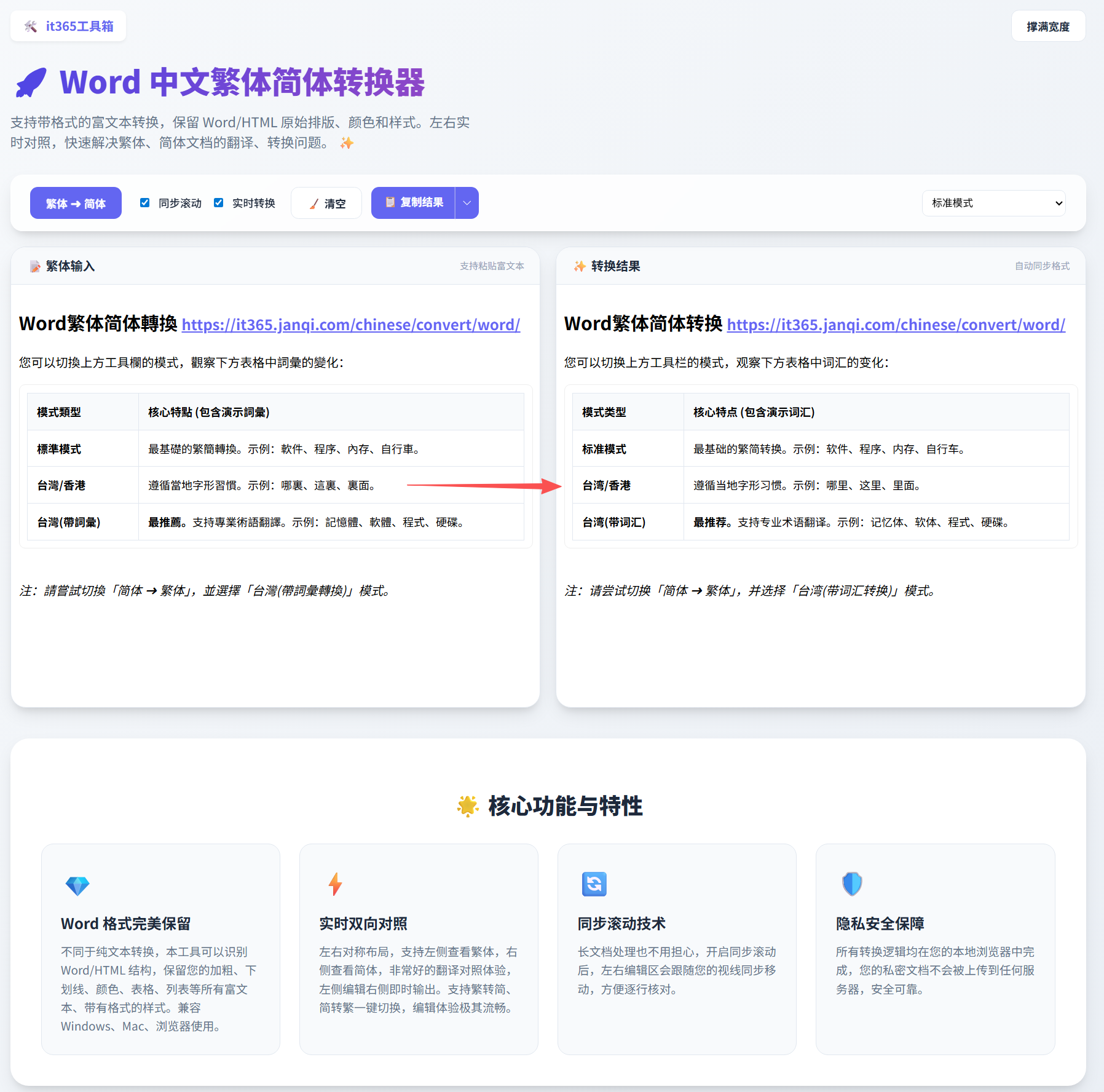 Word 中文繁体简体转换器 程序界面截图