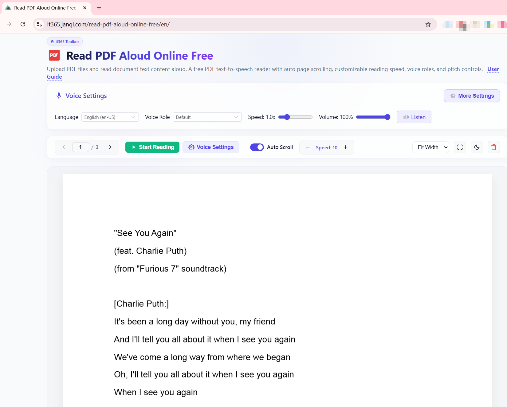 Read PDF aloud online free