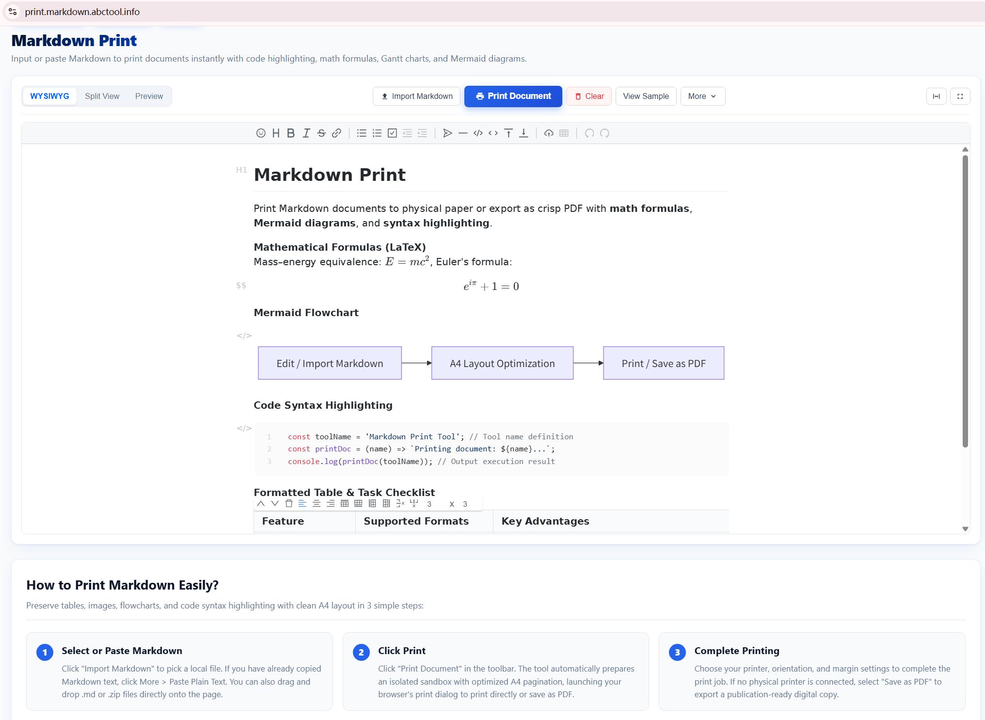 Print Markdown Documents to PDF & Paper