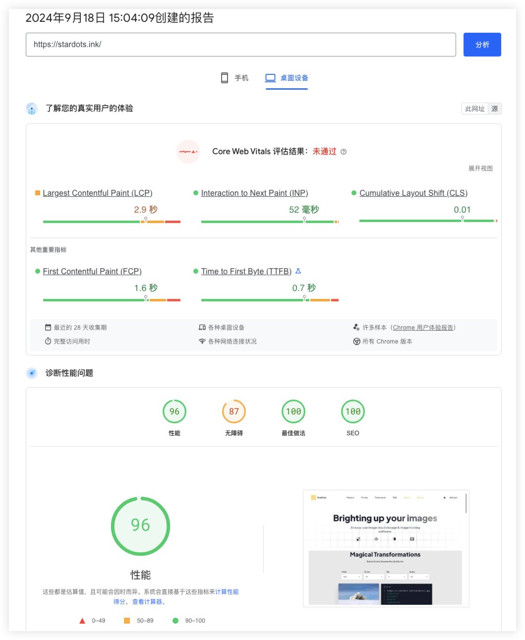 stardots.ink性能报告-PC端